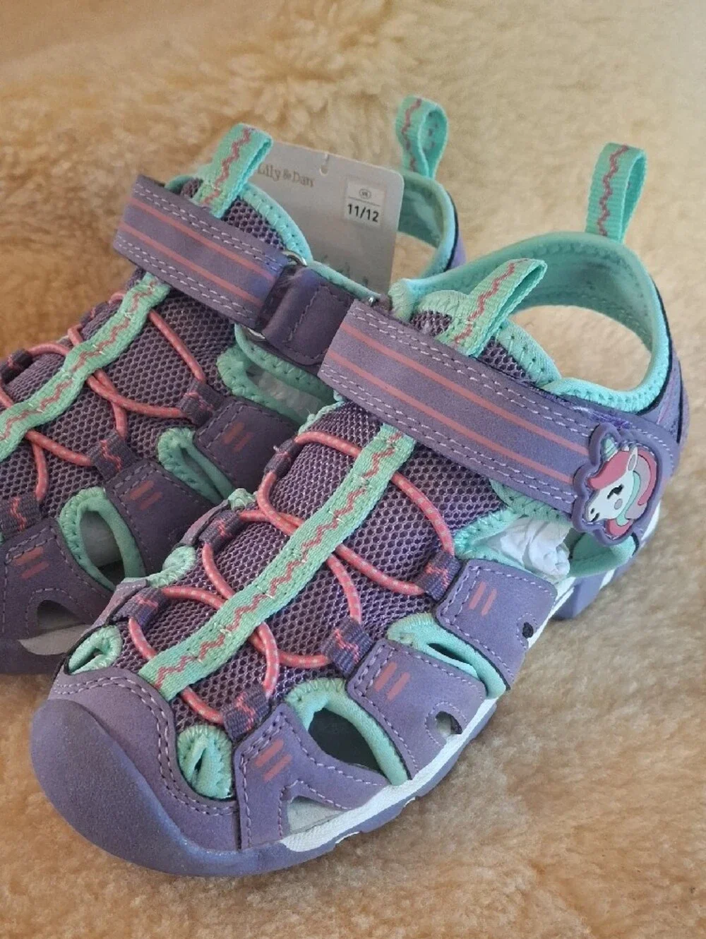 Lily & Dan Kids' Purple Water Shoes with Teal Accents